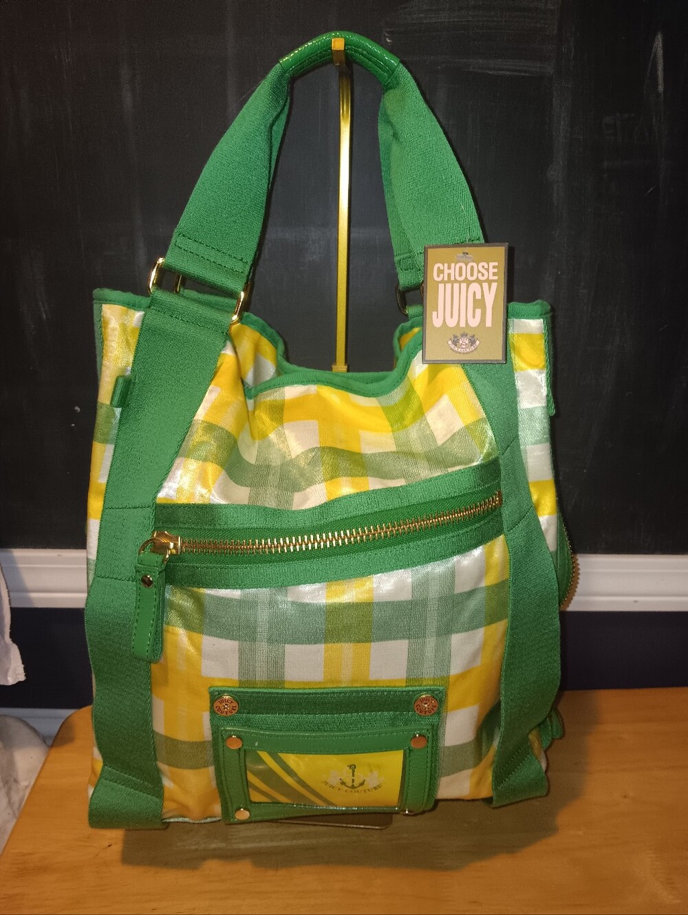 Juicy Couture Vintage Y2k Canvas Striped Tote Bag
